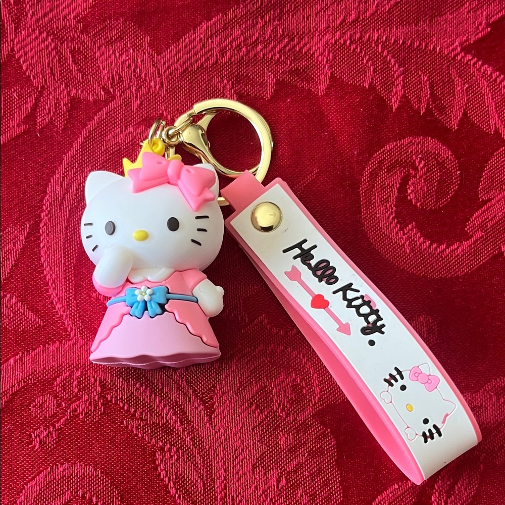 Hello Kitty Pink and Blue Bag Charm 2”